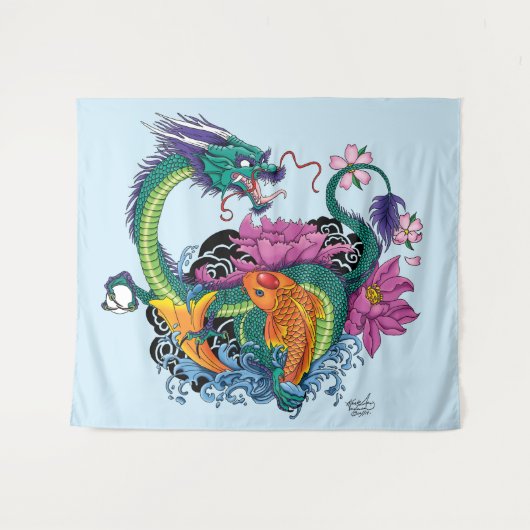 Chinesischer Wasserdrache Koi Wandteppich (Vorderseite (Horizontal))