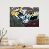 Chinesischer Wasserfarbstil Schwäne schwimmen Poster (Küche)