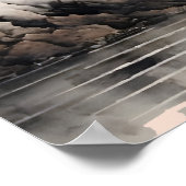 Chinesischer Winter-Fluss mit Wasserfarbe und Berg Poster (Ecke)