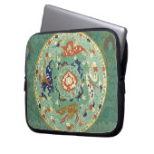 Chinesischer Zirkel Blau grün Laptopschutzhülle (Vorderseite Links)
