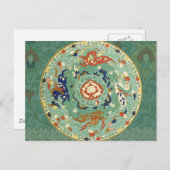 Chinesischer Zirkel Blau grün Postkarte (Vorne/Hinten)
