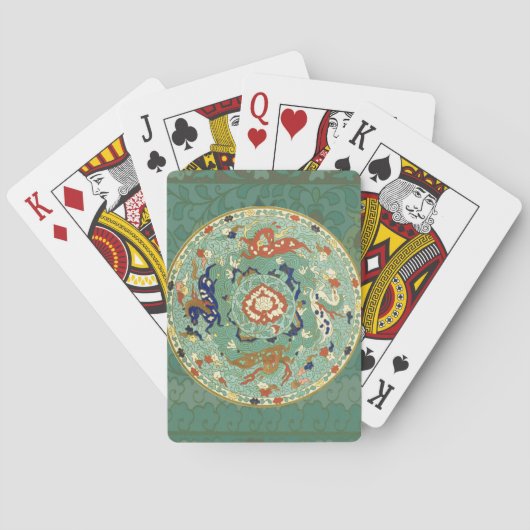 Chinesischer Zirkel Blau grün Spielkarten (Rückseite)