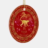 Chinesischer Zodiac-Affenrot/Gold-ID542 Keramik Ornament (Rechts)