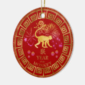 Chinesischer Zodiac-Affenrot/Gold-ID542 Keramik Ornament (Links)