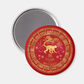 Chinesischer Zodiac-Affenrot/Gold-ID542 Magnet (Vorderseite/Rückseite)
