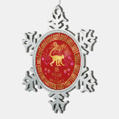 Chinesischer Zodiac-Affenrot/Gold-ID542 Schneeflocken Zinn-Ornament (Rechts)