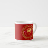 Chinesischer Zodiac Dog Red/Gold ID542 Espressotasse (Vorderseite Rechts)