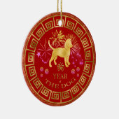 Chinesischer Zodiac Dog Red/Gold ID542 Keramik Ornament (Rechts)