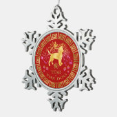 Chinesischer Zodiac Dog Red/Gold ID542 Schneeflocken Zinn-Ornament (Rechts)