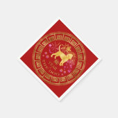 Chinesischer Zodiac Dog Red/Gold ID542 Serviette (Ecke)