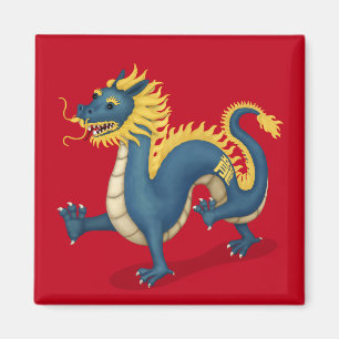 Chinesischer Zodiac Dragon Astrologie Schild Rot Magnet