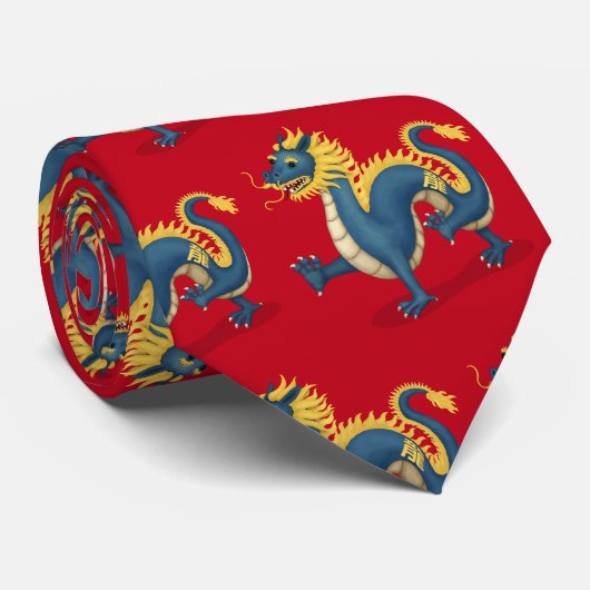 Chinesischer Zodiac Dragon Niedlich Astrologie Sch Krawatte (Gerollt)