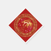 Chinesischer Zodiac Dragon Red/Gold ID542 Serviette (Ecke)