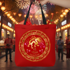 Chinesischer Zodiac Dragon Red/Gold ID542 Tasche