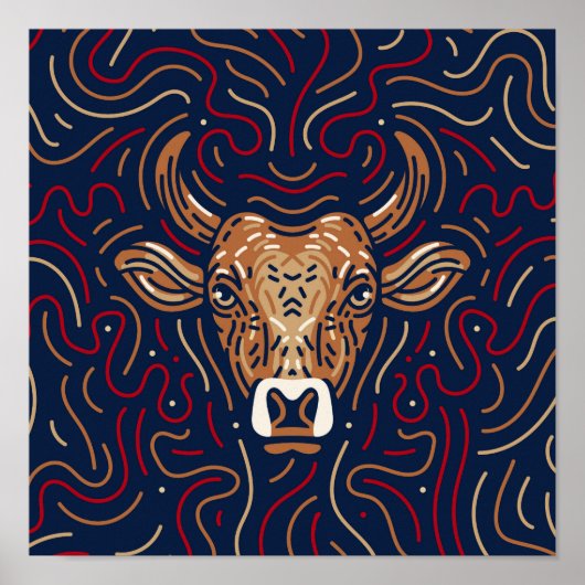 Chinesischer Zodiac Ox | Zodiac Digital Print Poster (Vorne)