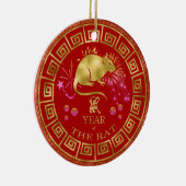 Chinesischer Zodiac Rat Red/Gold ID542 Keramik Ornament (Rechts)