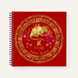 Chinesischer Zodiac Rat Red/Gold ID542 Notizblock