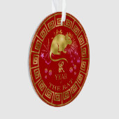 Chinesischer Zodiac Rat Red/Gold ID542 Ornament (Vorderseite)