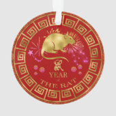 Chinesischer Zodiac Rat Red/Gold ID542 Ornament (Rückseite)