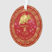 Chinesischer Zodiac Rat Red/Gold ID542 Ornament (Vorderseite)