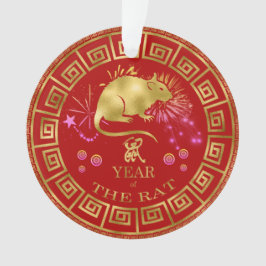 Chinesischer Zodiac Rat Red/Gold ID542 Ornament