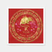 Chinesischer Zodiac Rat Red/Gold ID542 Serviette (Vorderseite)
