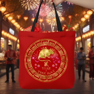 Chinesischer Zodiac Rat Red/Gold ID542 Tasche