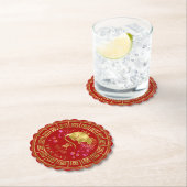 Chinesischer Zodiac Rat Red/Gold ID542 Untersetzer (Vor Ort)