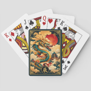 Chinesischer Zodiak-Drache mit roten Mond-Spielkar Spielkarten