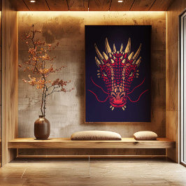 Chinesischer Zodiak-Drache Wandkunst Japandi Dekor Leinwanddruck
