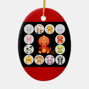 Chinesischer Zodiak Geboren im Jahr des Drachen Keramik Ornament