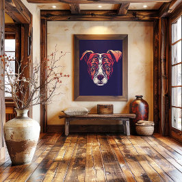 Chinesischer Zodiak Hund Wandbild | Rustikales Lan Leinwanddruck
