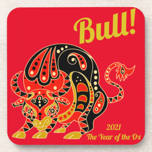 Chinesischer Zodiak - Jahr des Ochsen Getränkeuntersetzer