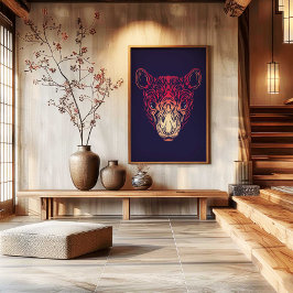 Chinesischer Zodiak Ratte Wandkunst Druck | Japand Leinwanddruck