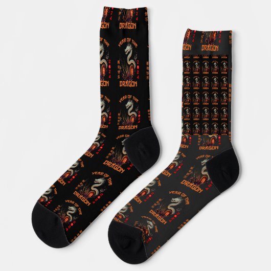 Chinesischer Zodiakdrache 2024 Socken (Linkes Detail)