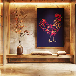 Chinesischer Zodiakus Hahn Wandkunst Druck | Japan Leinwanddruck