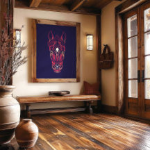 Chinesischer Zodiakus Pferd Wandkunst Druck Rustik