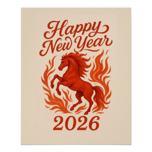 Chinesisches 2026 Feuriges Pferd Poster (Vorderseite)