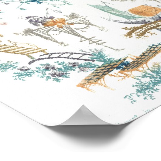 Chinesisches Arabesque-Poster Poster (Ecke)