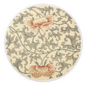 Chinesisches blasses orange Blume ~ graues Blatt ~ Keramikknauf (Vorderseite)