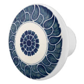 Chinesisches Blau und weißes Leaf-Muster Keramikknauf (Rechts)