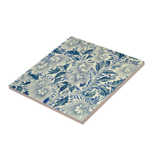 Chinesisches blaues u. weißes Blatt ~ Delft ~ * ~ Fliese