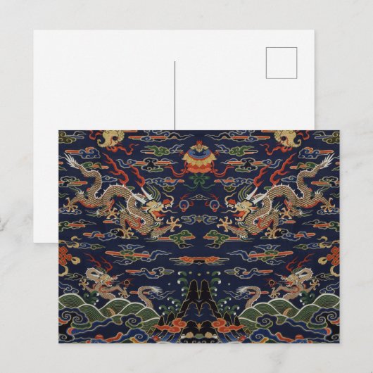 Chinesisches Blue Kesi Dragon Tapestry Postkarte (Vorne/Hinten)