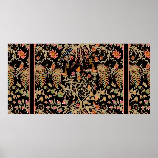 Chinesisches Blumenmuster mit schönen Vögeln Poster (Vorne)