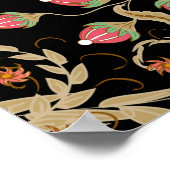 Chinesisches Blumenmuster mit schönen Vögeln Poster (Ecke)