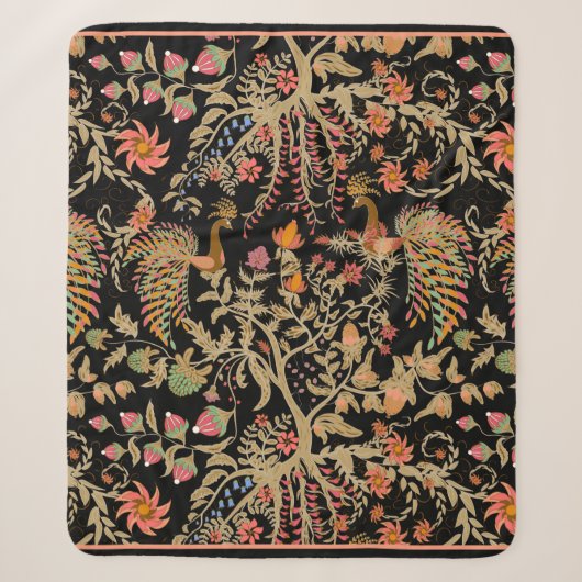 Chinesisches Blumenmuster mit schönen Vögeln Sherpadecke (Vorderseite)