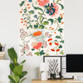 Chinesisches Blumenmuster Mitte des 18. Jahrhunder Poster (Heimbüro)