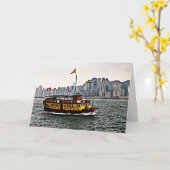 Chinesisches Boot Victoria Harbour Hong Kong Blank Karte (Gelbe Blume)