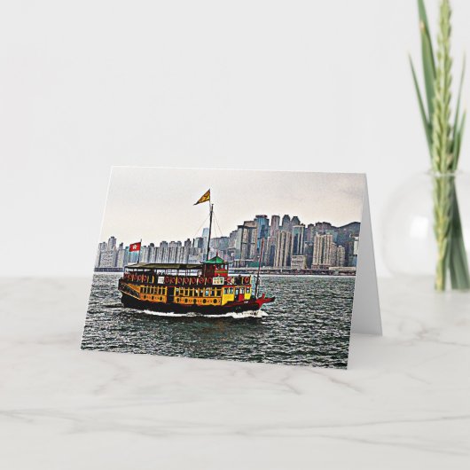 Chinesisches Boot Victoria Harbour Hong Kong Blank Karte (Vorderseite)