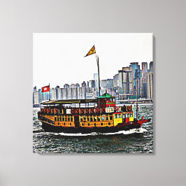 Chinesisches Boot Victoria Harbour Hong Kong Leinwanddruck